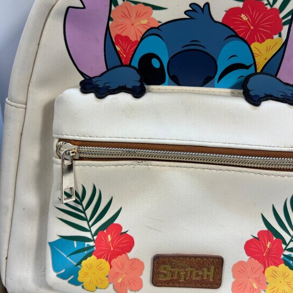 Kids Disney Stitch Backpack with Floral Design Zipper Front and Adjustable Strap - Picture 4 of 5